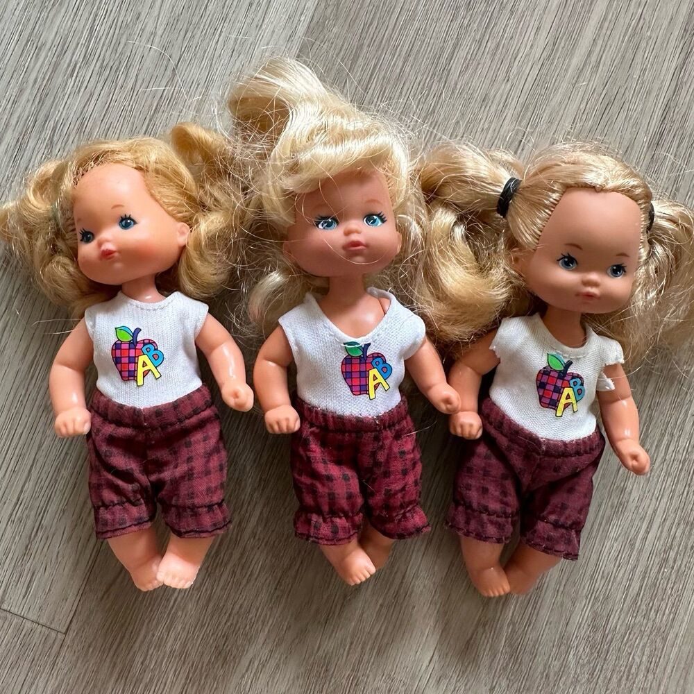 Vintage Heart Family Baby Girl Dolls Light Skin Blonde Rooted Hair Blue Eyes